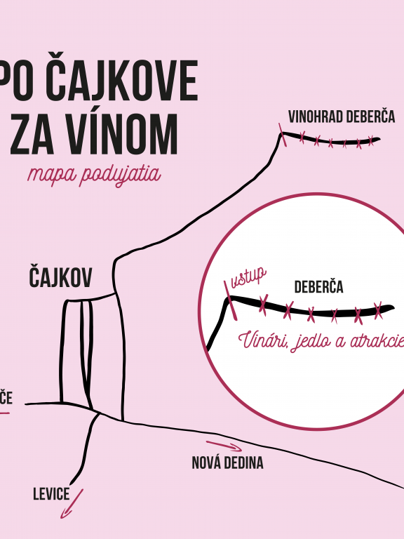 Po Čajkove za vínom, mapa